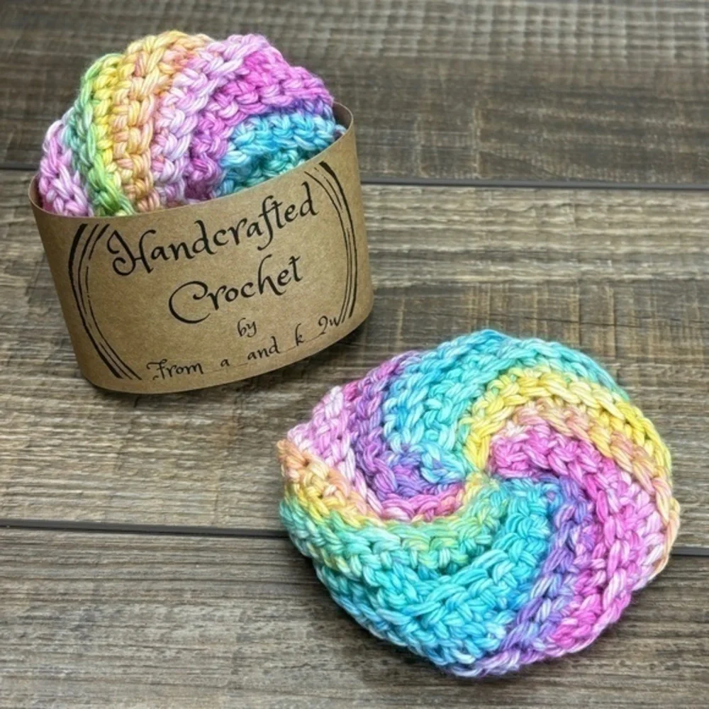 Handcrafted Crochet Spiral‎ Tawashi Bath Scrubbies Set Cotton Yarn Handmade